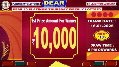 Panjab State Dear 10 Platinum Thursday Weekly Lottery Live .
